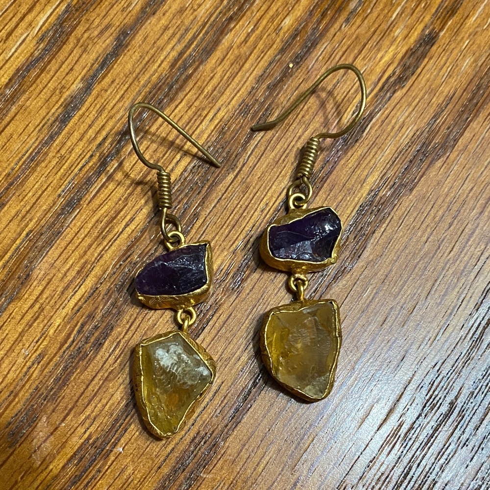 18k Amethyst & Citrine Earrings